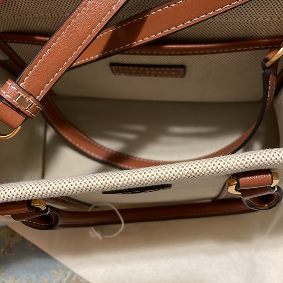 Tory Burch Blake Canvas Small Tote Brown - Picture 6 of 8